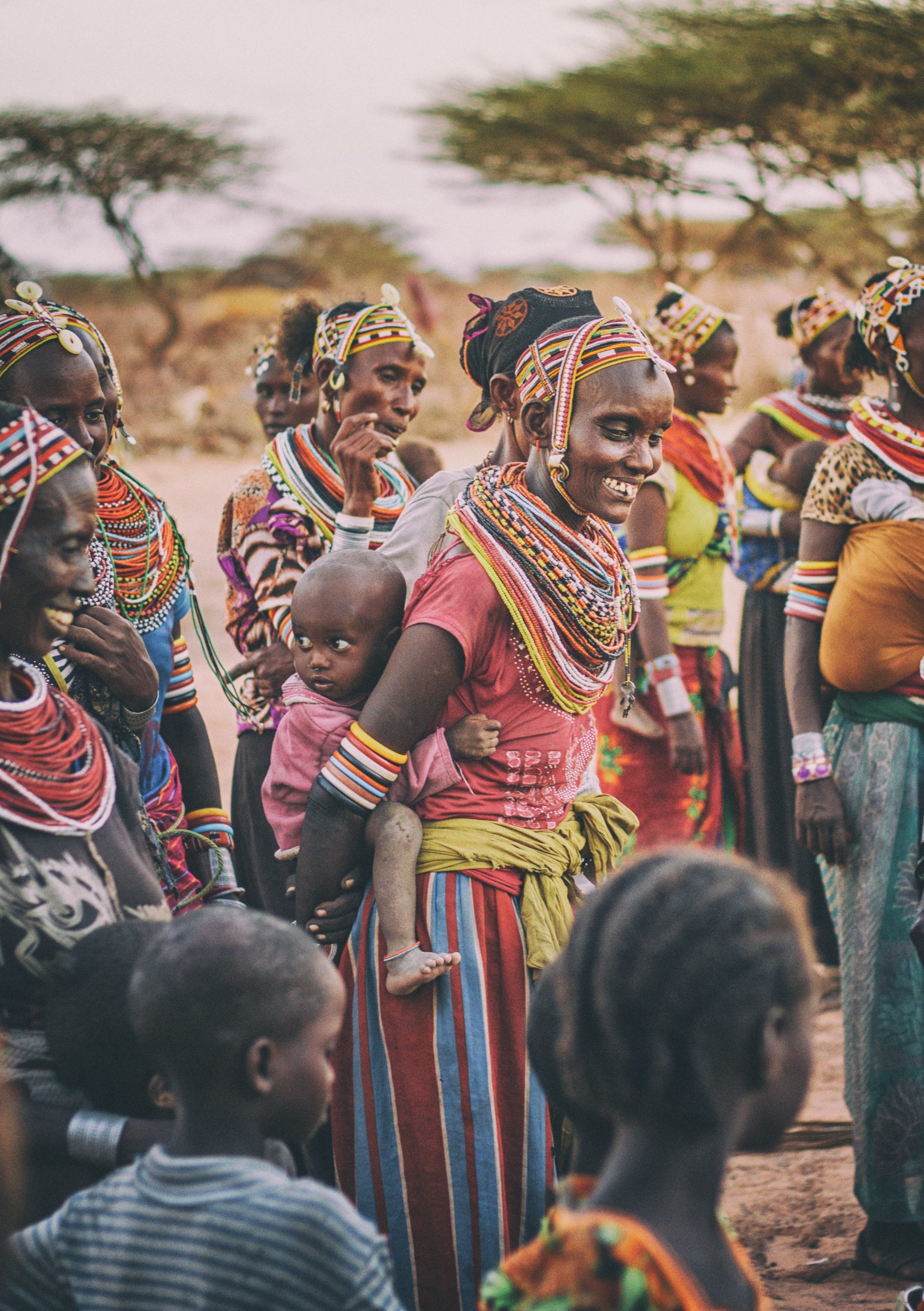 kenyan women dressed in colorful beads