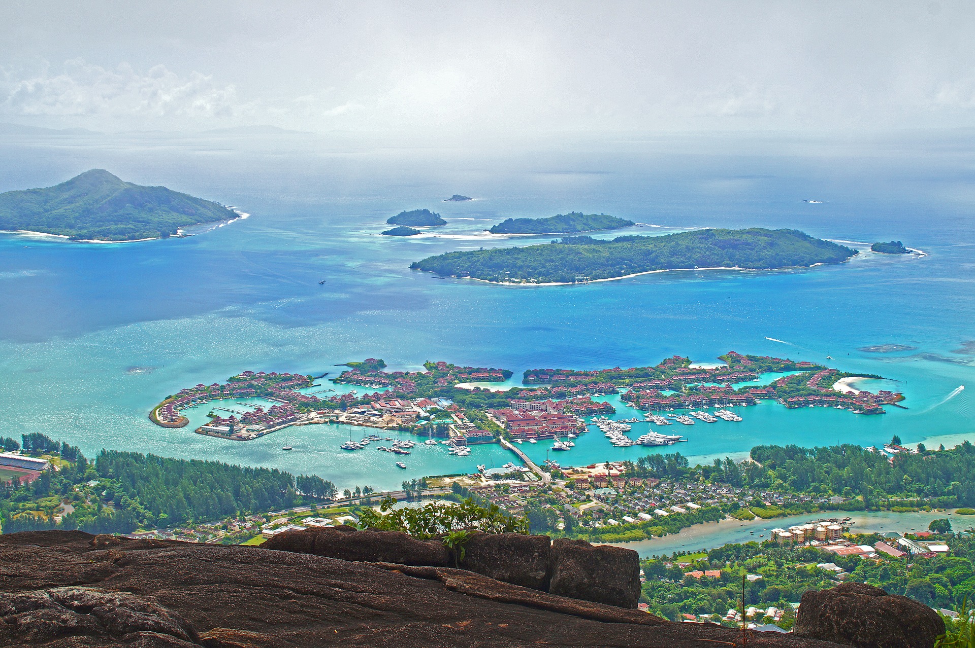 Aerial view of Seychelles islands