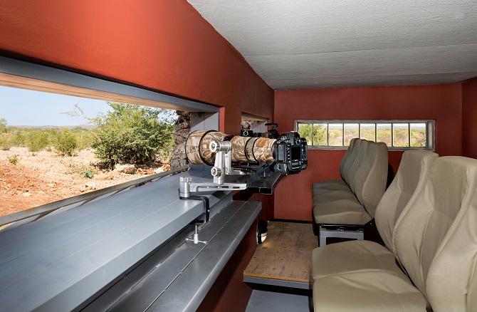 inside of photographic hide at ongava lodge in namibia