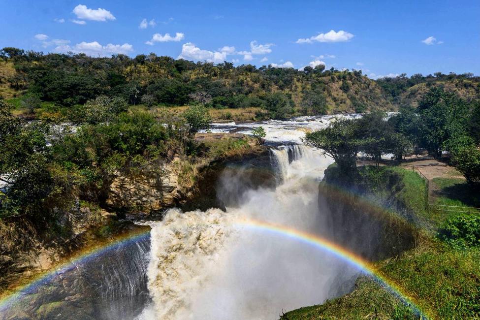 Rainbow over Murchison falls at Murchison falls national Park Uganda